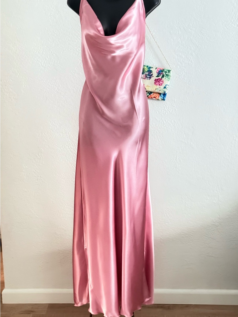 JUMP Apparel Pink Satin Cowl-neck Maxi Slip Dress Balletcore Coquette Size 11/12